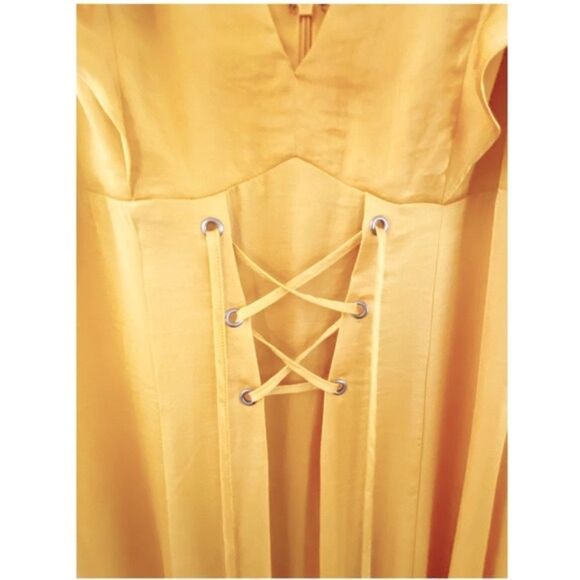 NWT BCBGeneration Mustard Ruffled Maxi Dress - Picture 3 of 6